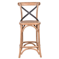 Hastings Cross Back Counter Stool with Dark Metal Straps-Dovetailed & Doublestitched